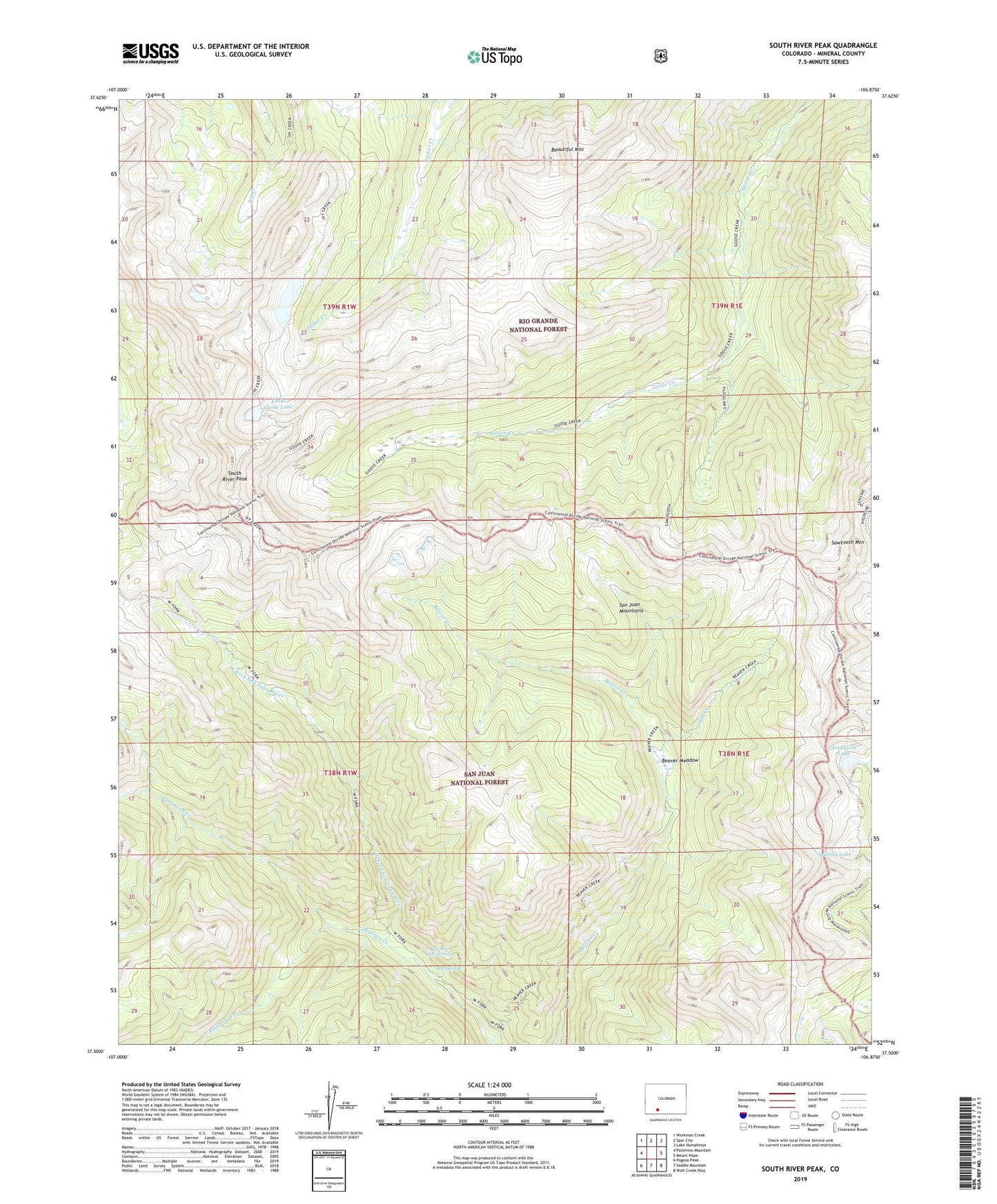 South River Peak Colorado US Topo Map Image