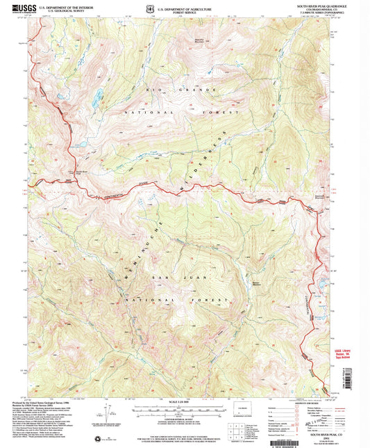 Classic USGS South River Peak Colorado 7.5'x7.5' Topo Map Image