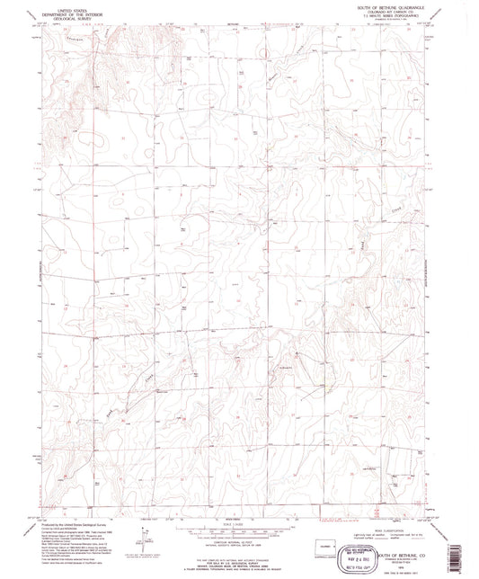 Classic USGS South of Bethune Colorado 7.5'x7.5' Topo Map Image