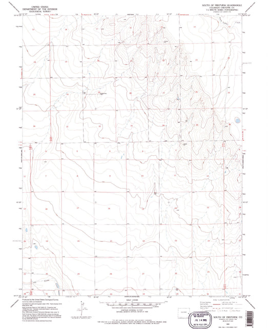 Classic USGS South of Firstview Colorado 7.5'x7.5' Topo Map Image