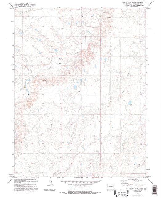 Classic USGS South of Flagler Colorado 7.5'x7.5' Topo Map Image