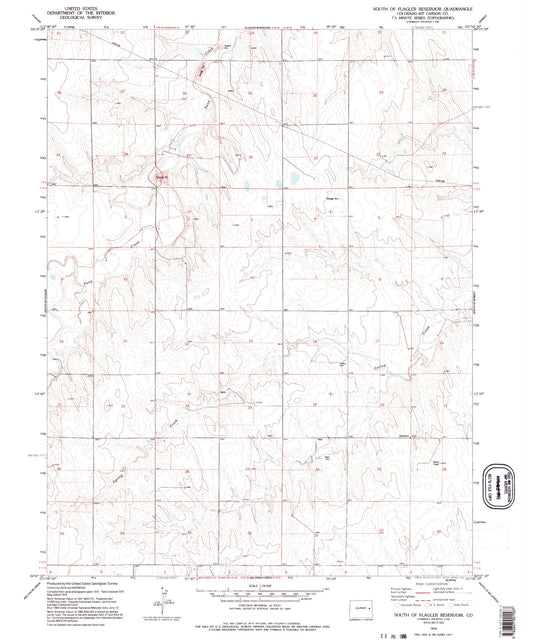 Classic USGS South of Flagler Reservoir Colorado 7.5'x7.5' Topo Map Image