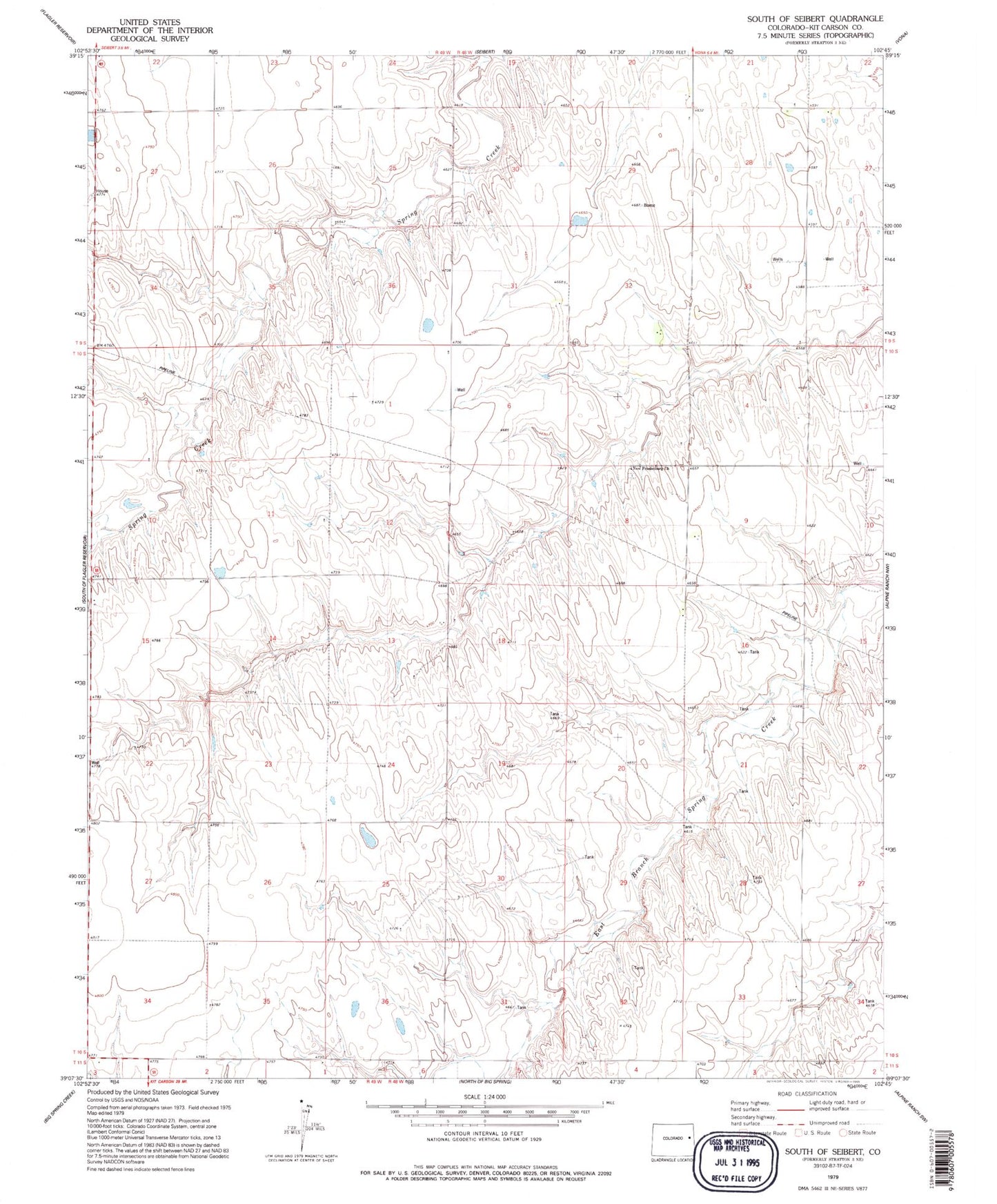 Classic USGS South of Seibert Colorado 7.5'x7.5' Topo Map Image