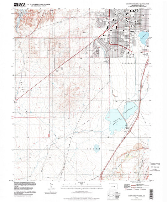 Classic USGS Southwest Pueblo Colorado 7.5'x7.5' Topo Map Image
