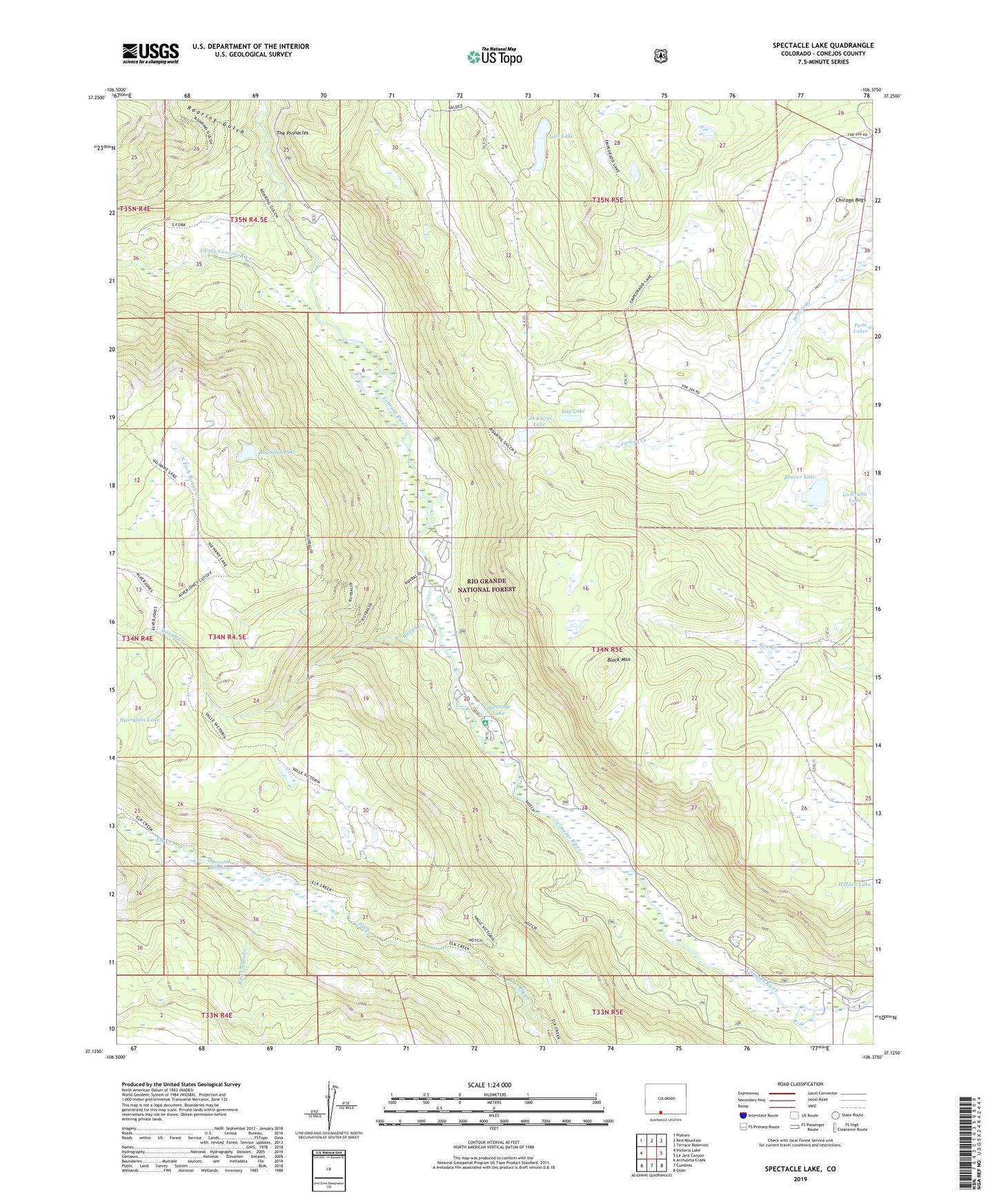 Spectacle Lake Colorado US Topo Map Image