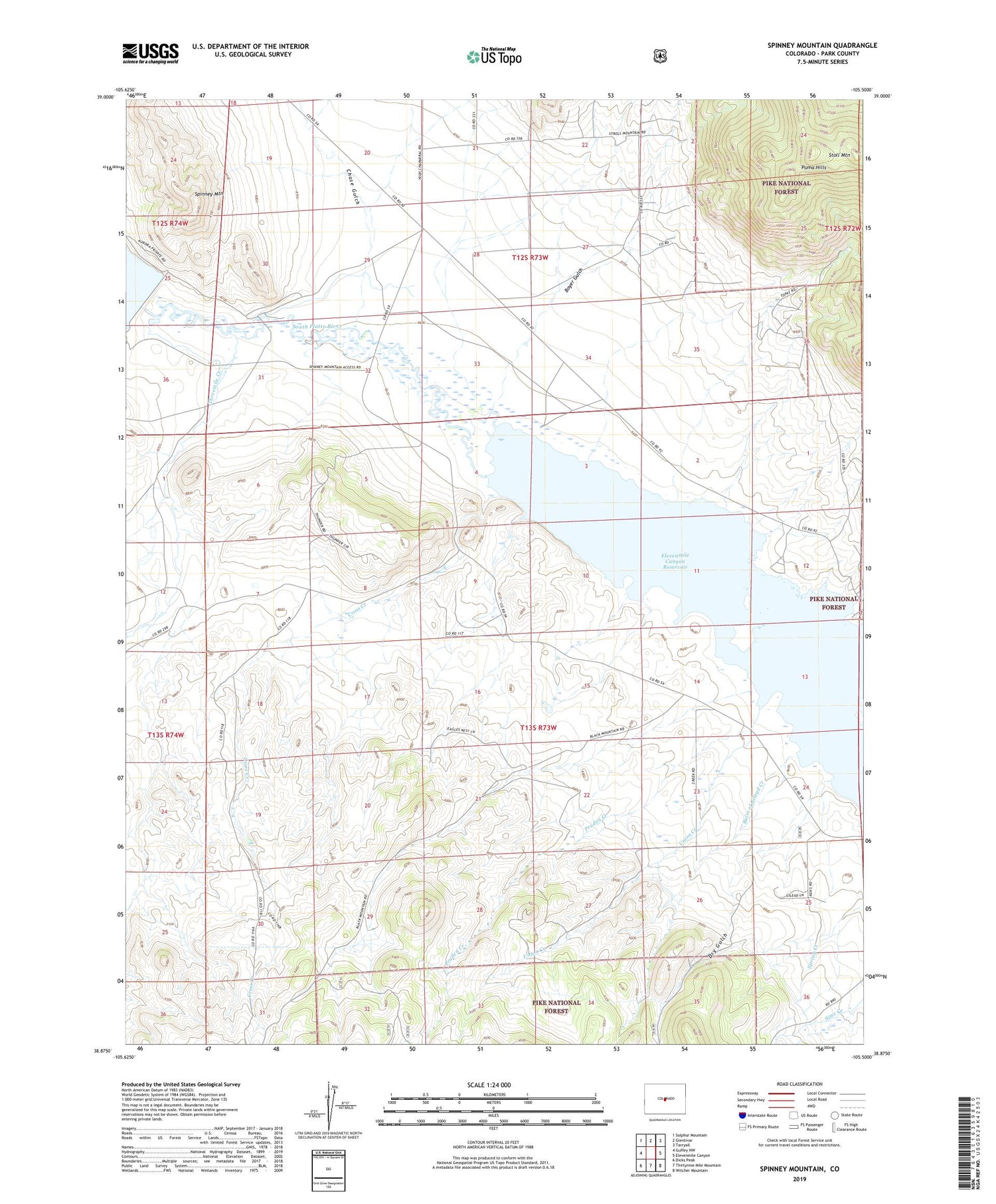 Spinney Mountain Colorado US Topo Map Image