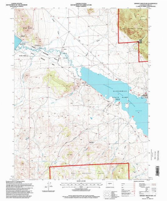 Classic USGS Spinney Mountain Colorado 7.5'x7.5' Topo Map Image