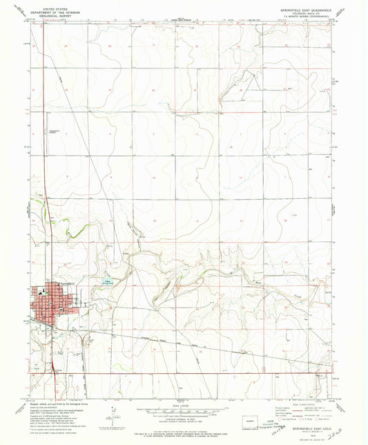 Classic USGS Springfield East Colorado 7.5'x7.5' Topo Map Image