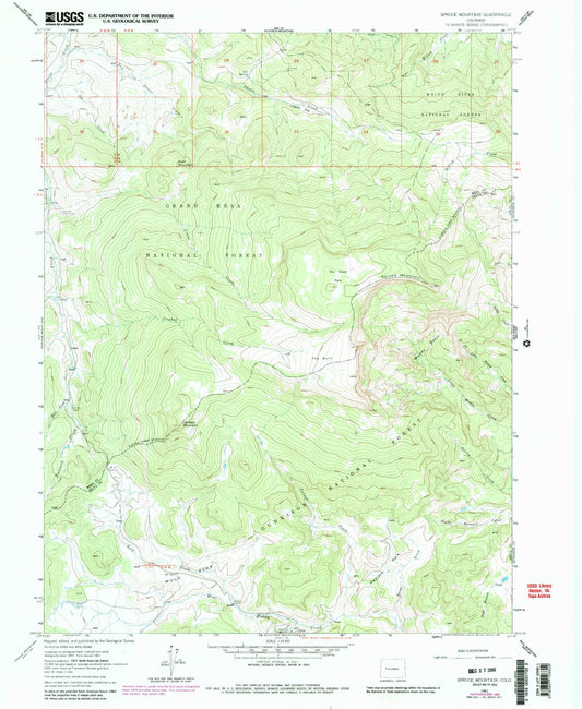 Classic USGS Spruce Mountain Colorado 7.5'x7.5' Topo Map Image