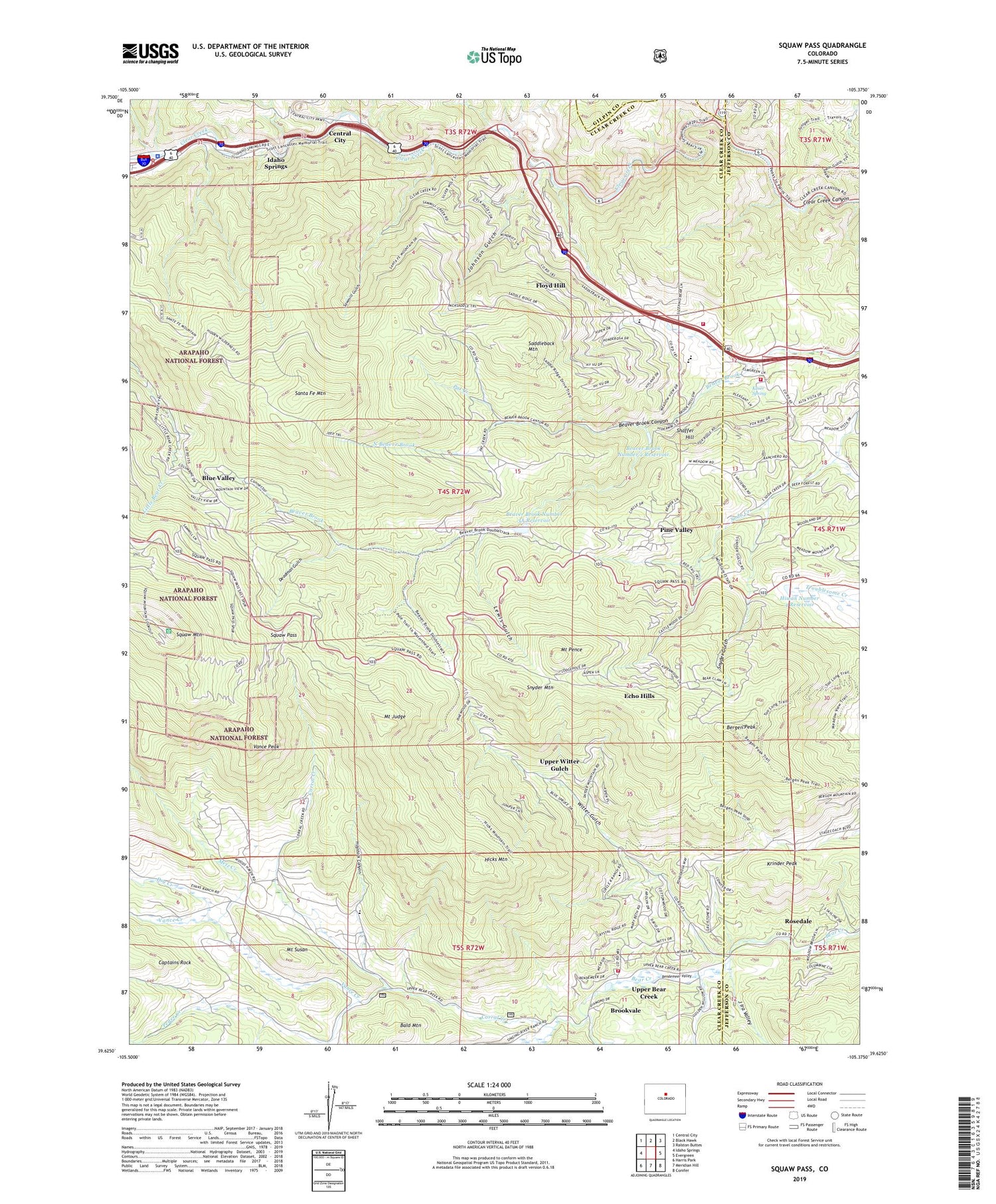 Squaw Pass Colorado US Topo Map Image