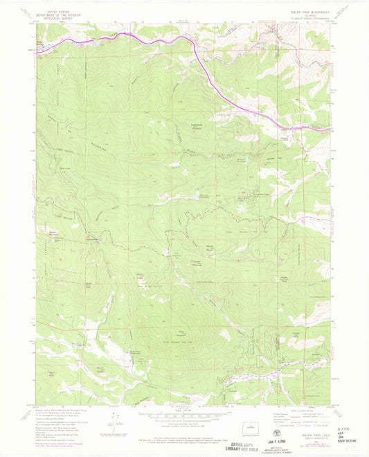 Classic USGS Squaw Pass Colorado 7.5'x7.5' Topo Map Image