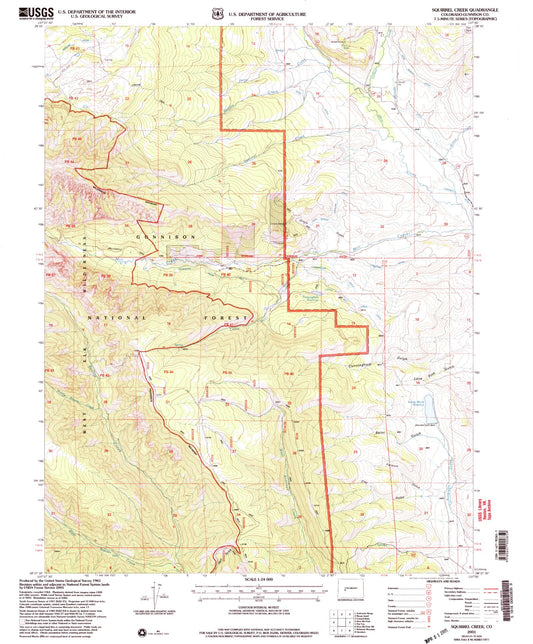 Classic USGS Squirrel Creek Colorado 7.5'x7.5' Topo Map Image