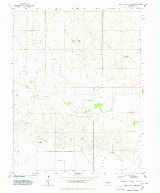 Classic USGS Stacy Lakes Draw Colorado 7.5'x7.5' Topo Map Image