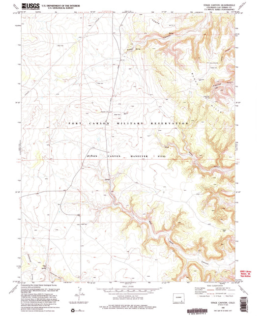 Classic USGS Stage Canyon Colorado 7.5'x7.5' Topo Map Image