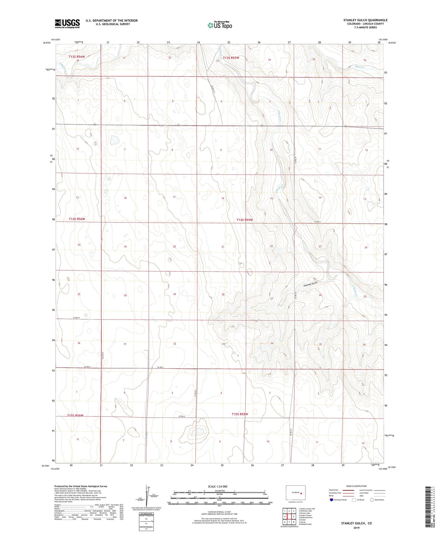 Stanley Gulch Colorado US Topo Map Image