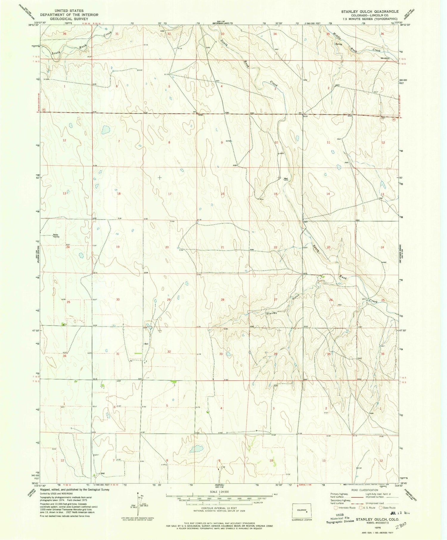 Classic USGS Stanley Gulch Colorado 7.5'x7.5' Topo Map Image