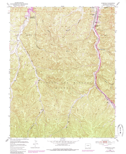 Classic USGS Starkville Colorado 7.5'x7.5' Topo Map Image
