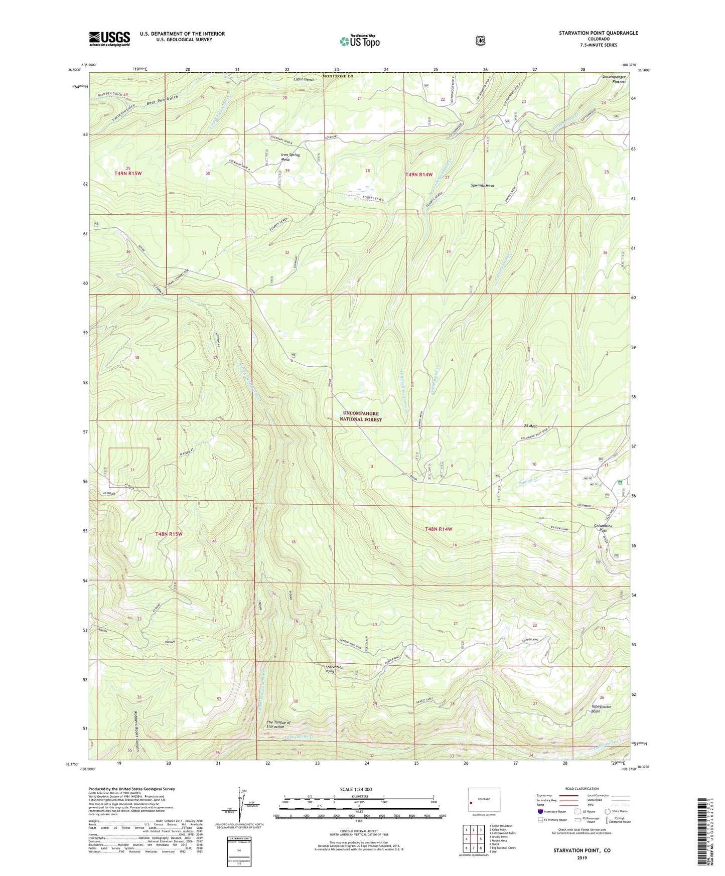 Starvation Point Colorado US Topo Map Image