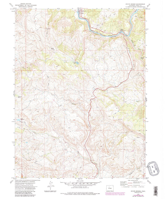 Classic USGS State Bridge Colorado 7.5'x7.5' Topo Map Image