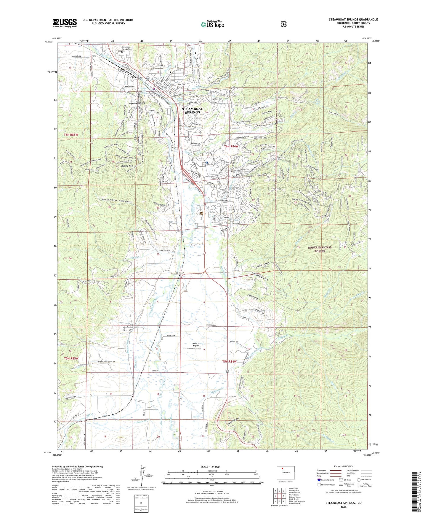 Steamboat Springs Colorado US Topo Map Image