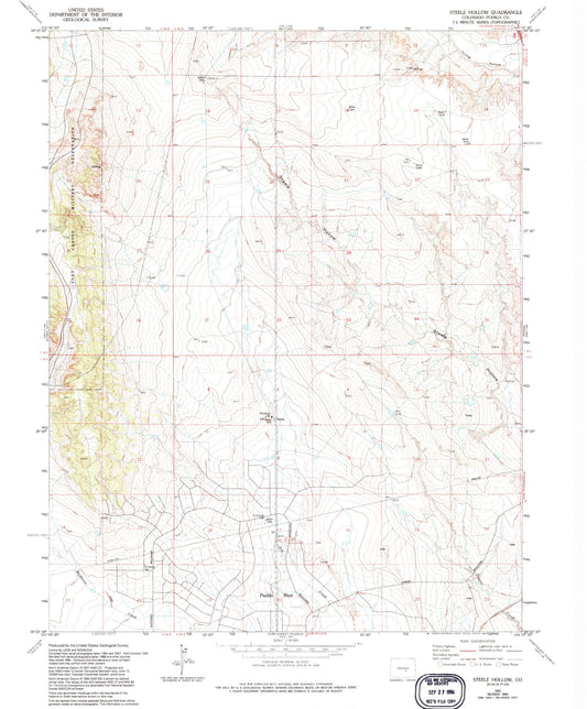 Classic USGS Steele Hollow Colorado 7.5'x7.5' Topo Map Image