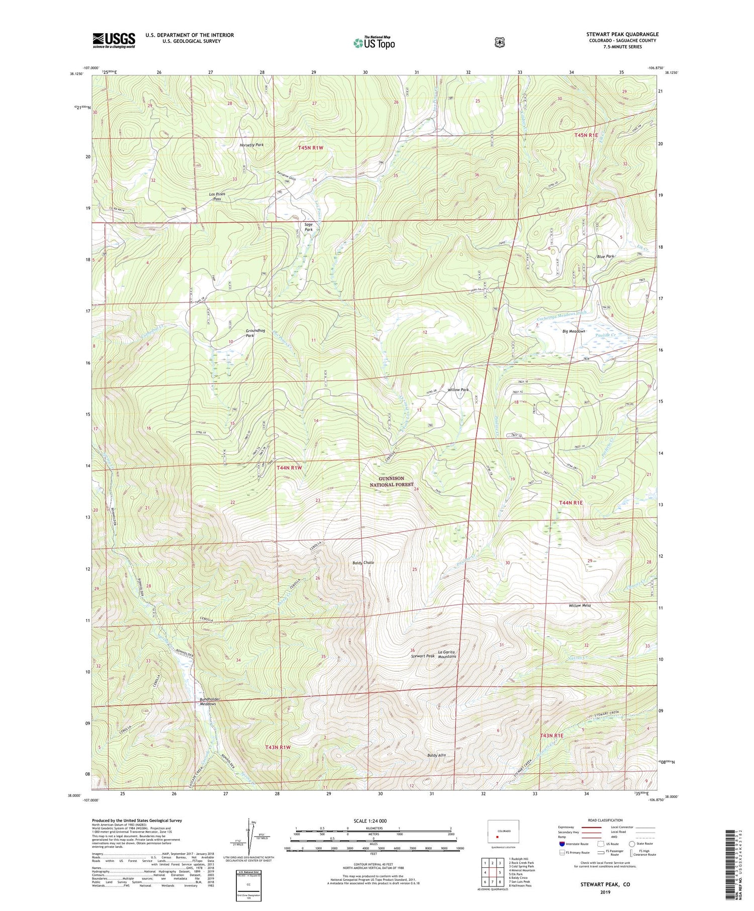 Stewart Peak Colorado US Topo Map Image