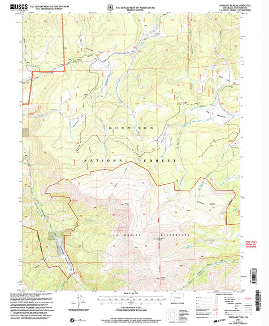 Classic USGS Stewart Peak Colorado 7.5'x7.5' Topo Map Image