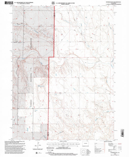 Classic USGS Stoneham NE Colorado 7.5'x7.5' Topo Map Image