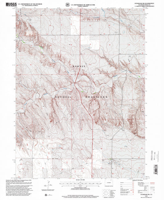 Classic USGS Stoneham NW Colorado 7.5'x7.5' Topo Map Image