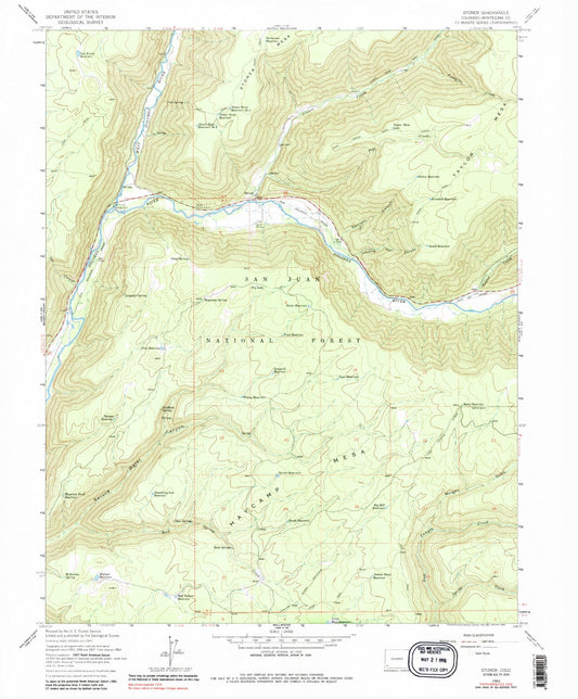 Classic USGS Stoner Colorado 7.5'x7.5' Topo Map Image