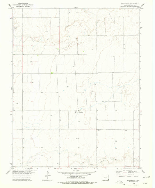 Classic USGS Stonington Colorado 7.5'x7.5' Topo Map Image