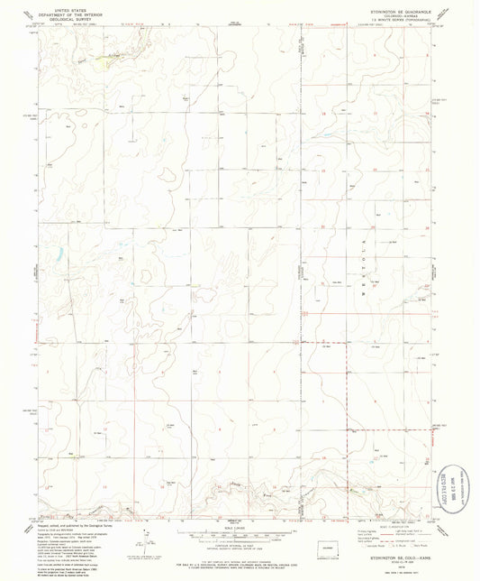 Classic USGS Stonington SE Colorado 7.5'x7.5' Topo Map Image