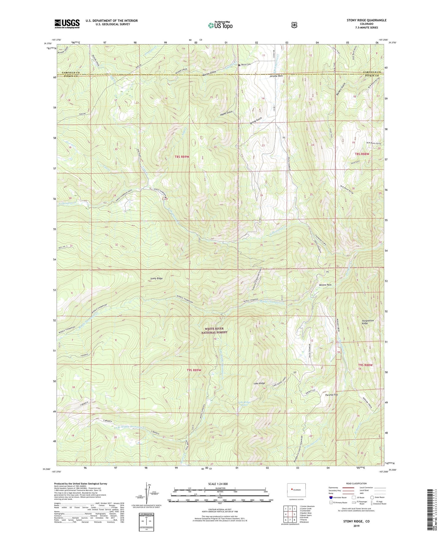 Stony Ridge Colorado US Topo Map Image