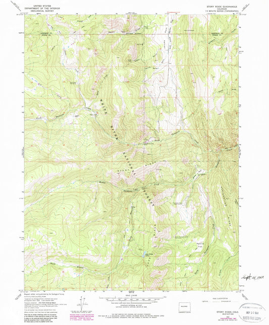 Classic USGS Stony Ridge Colorado 7.5'x7.5' Topo Map Image