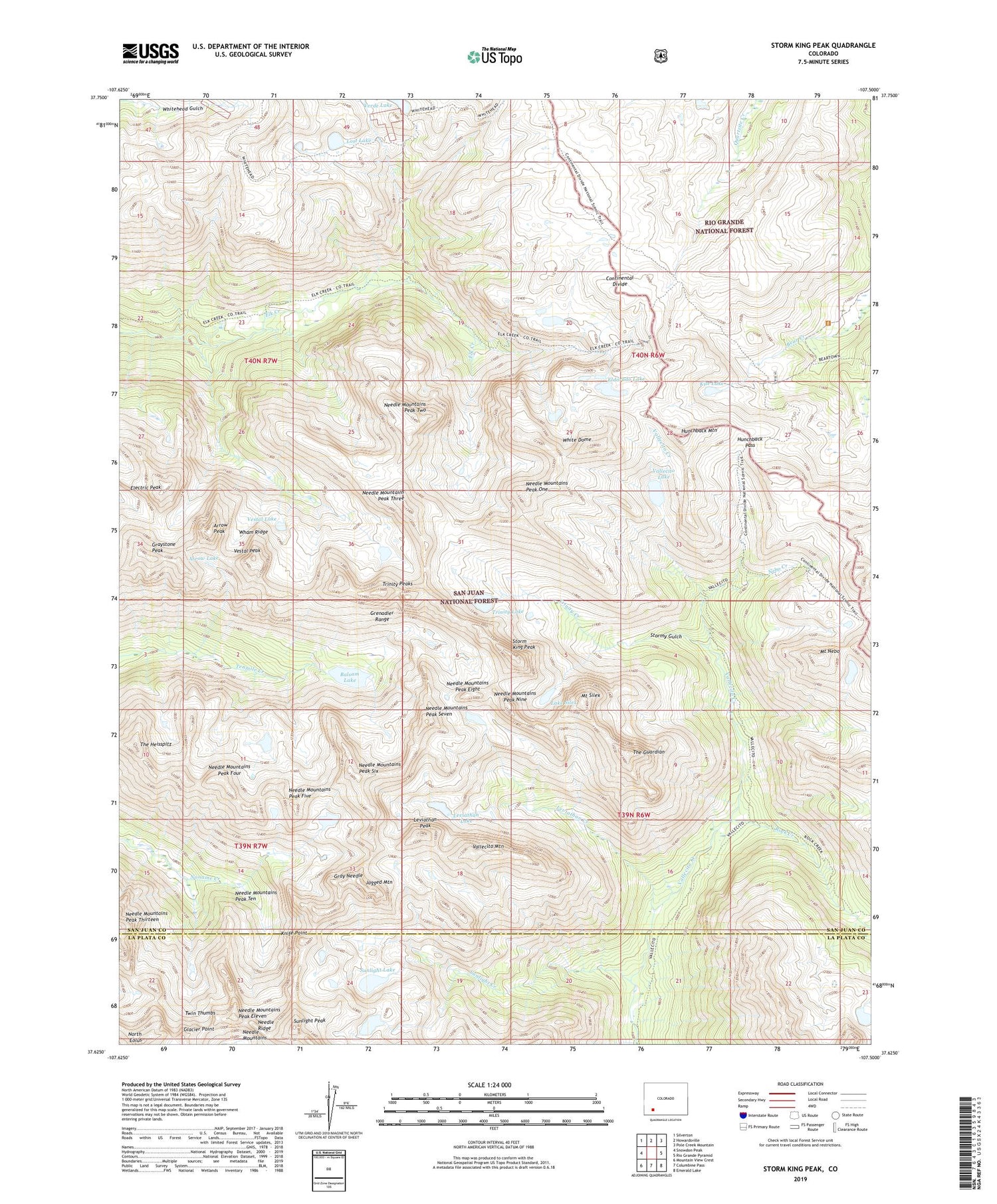 Storm King Peak Colorado US Topo Map Image