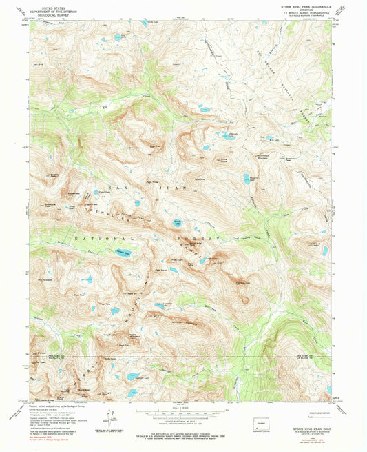 USGS Classic Storm King Peak Colorado 7.5'x7.5' Topo Map Image