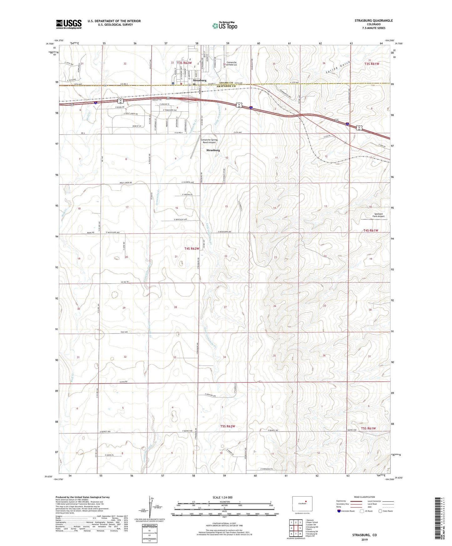 Strasburg Colorado US Topo Map Image