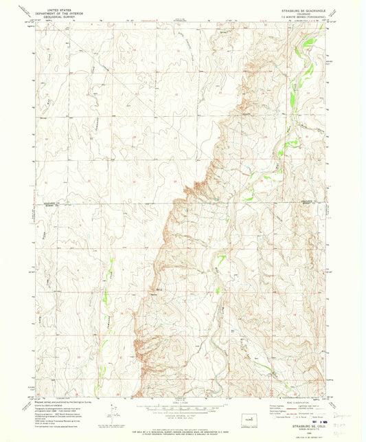 Classic USGS Strasburg SE Colorado 7.5'x7.5' Topo Map Image