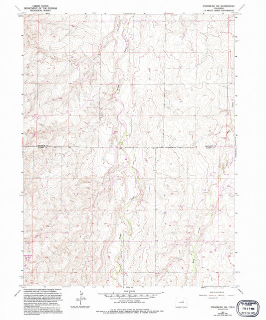 Classic USGS Strasburg SW Colorado 7.5'x7.5' Topo Map Image