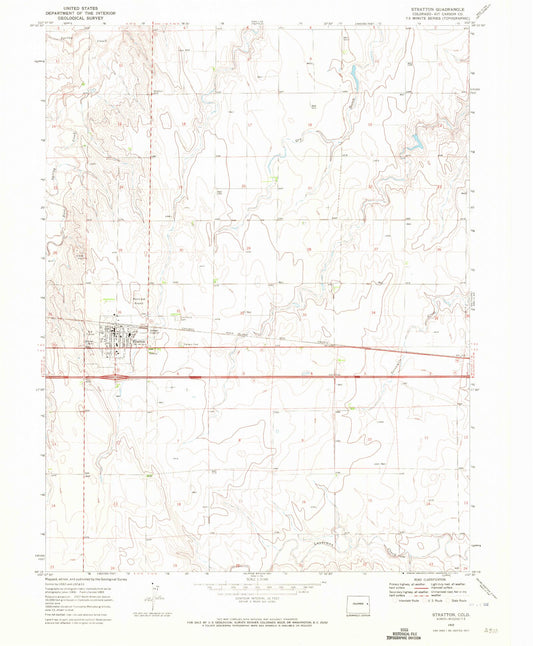 Classic USGS Stratton Colorado 7.5'x7.5' Topo Map Image