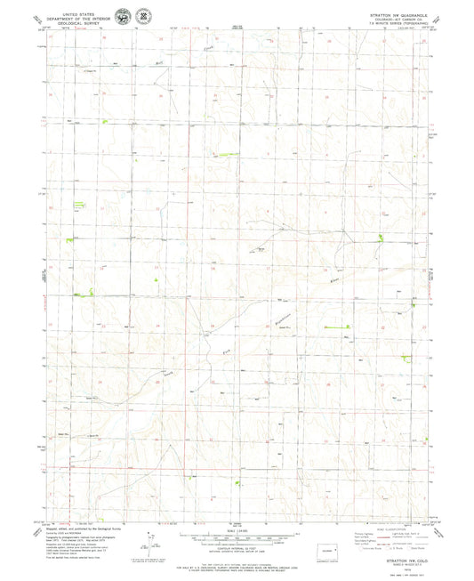 Classic USGS Stratton NW Colorado 7.5'x7.5' Topo Map Image