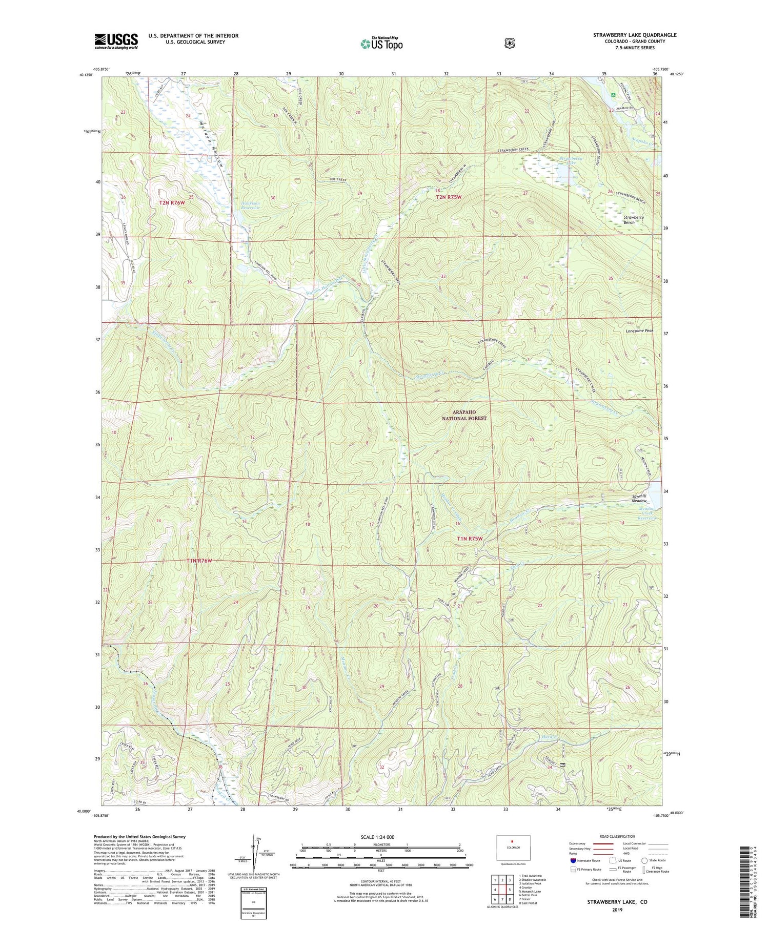 Strawberry Lake Colorado US Topo Map Image