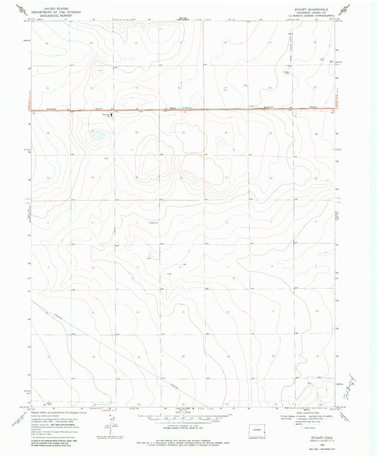 Classic USGS Stuart Colorado 7.5'x7.5' Topo Map Image