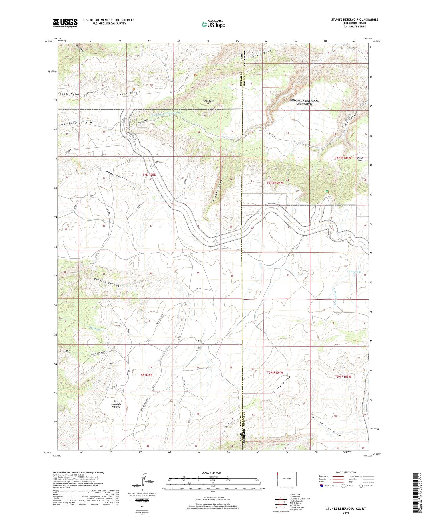 Stuntz Reservoir Colorado US Topo Map Image