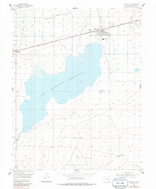 Classic USGS Sugar City Colorado 7.5'x7.5' Topo Map Image