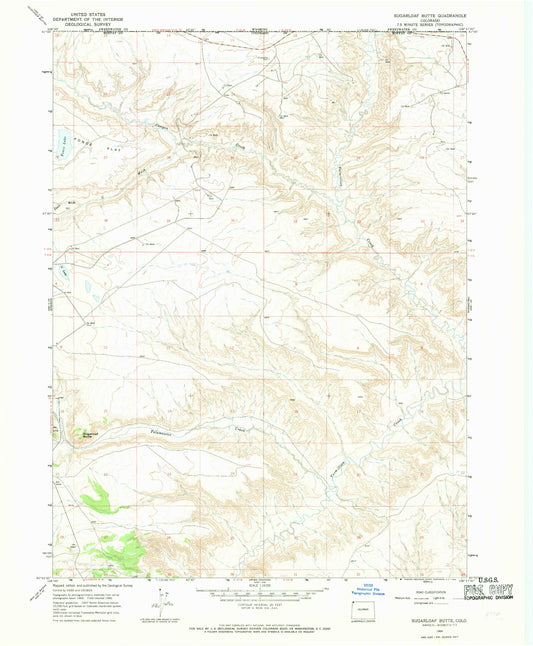Classic USGS Sugarloaf Butte Colorado 7.5'x7.5' Topo Map Image