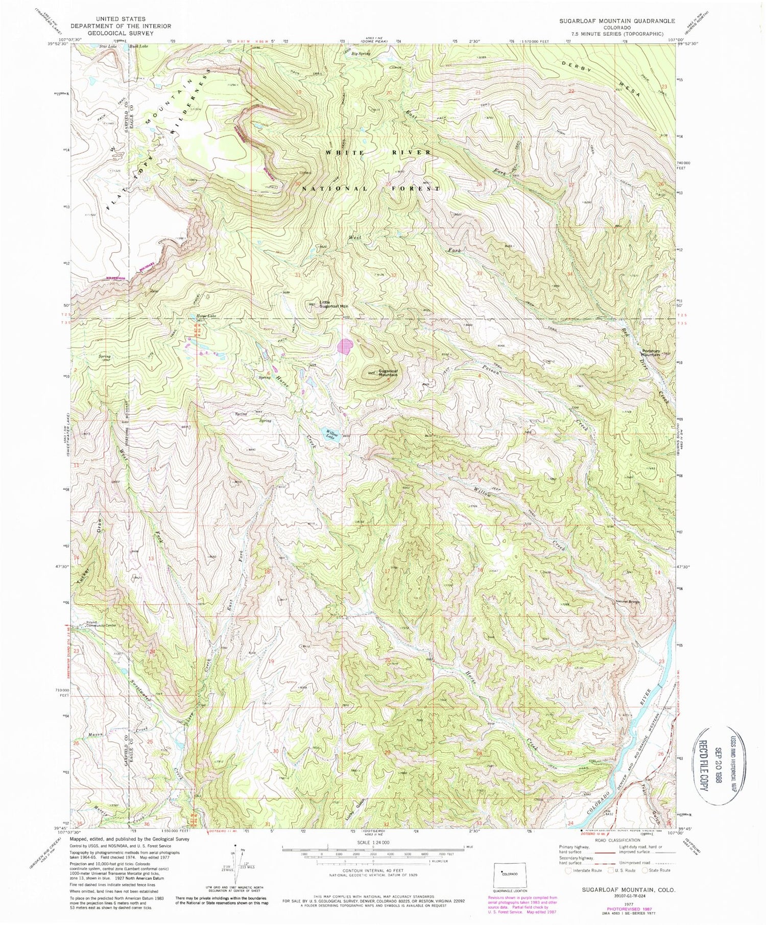 Classic USGS Sugarloaf Mountain Colorado 7.5'x7.5' Topo Map Image