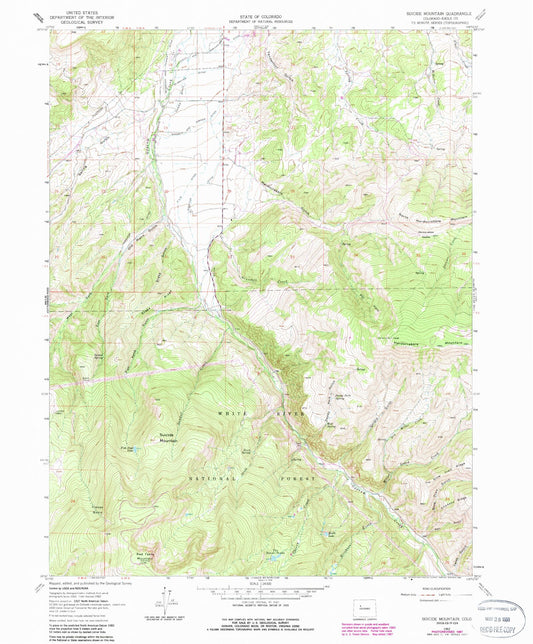 Classic USGS Suicide Mountain Colorado 7.5'x7.5' Topo Map Image