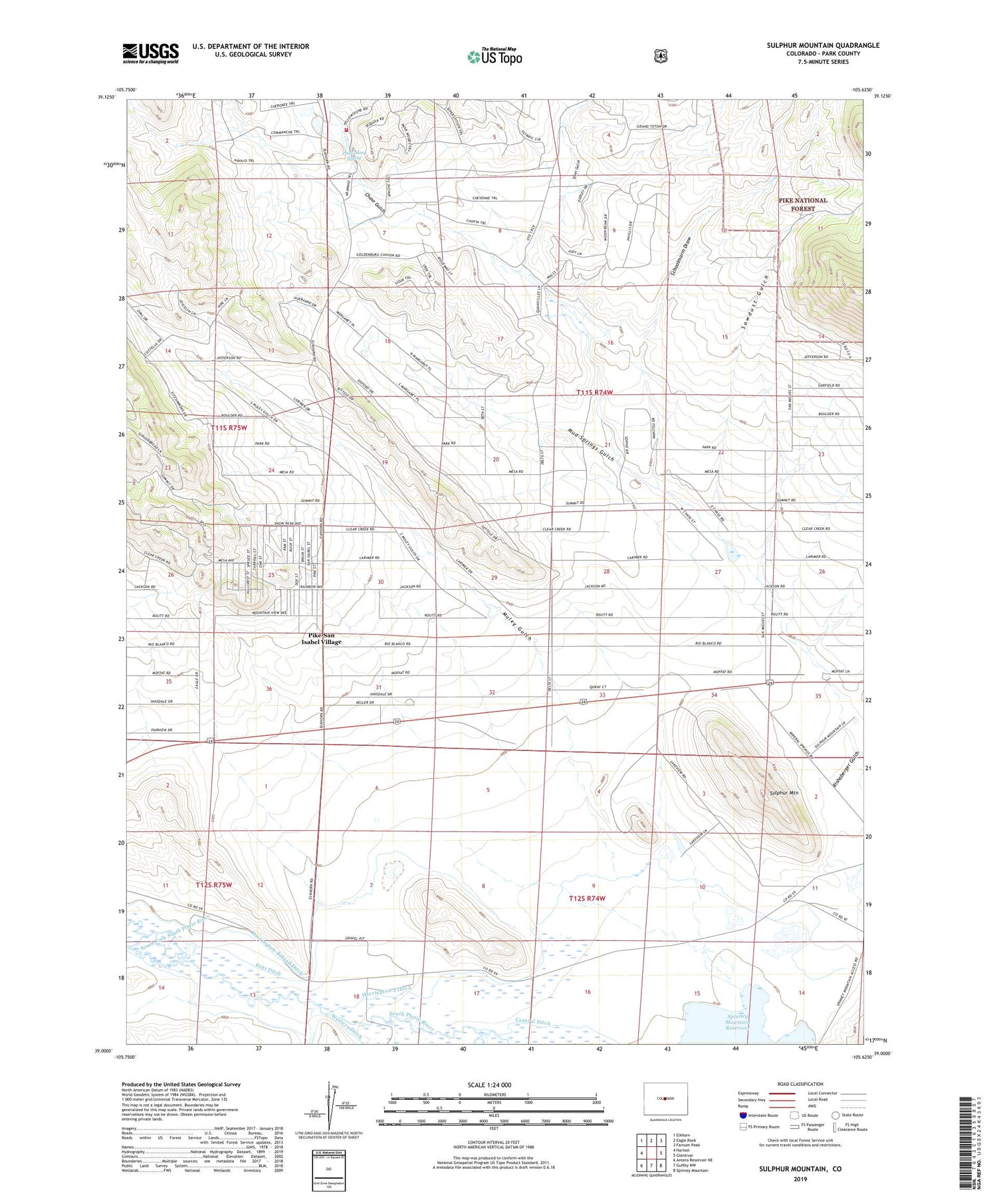 Sulphur Mountain Colorado US Topo Map Image