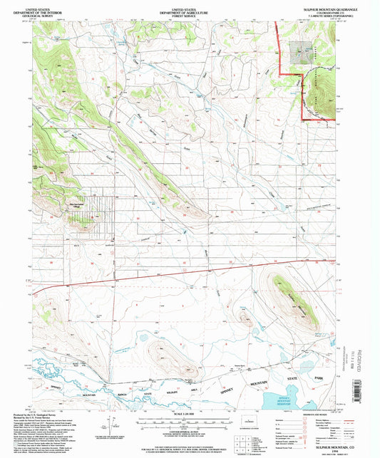 Classic USGS Sulphur Mountain Colorado 7.5'x7.5' Topo Map Image